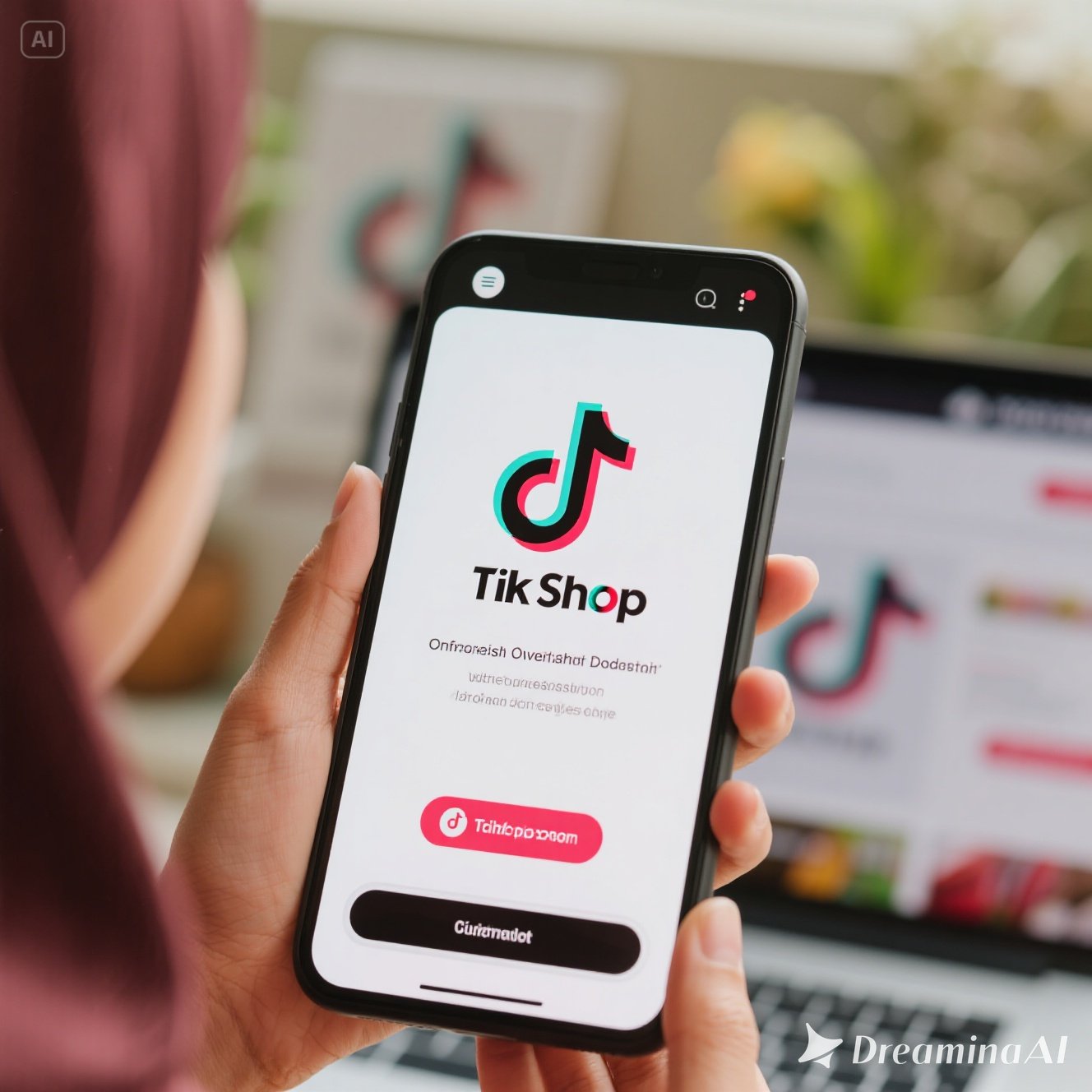 Ilustrasi TikTok Shop di Indonesia dengan penjual online yang berinteraksi melalui video dan live streaming.