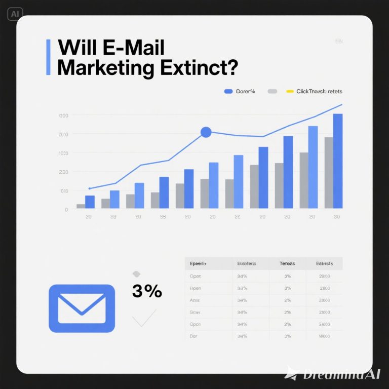 Ilustrasi e-mail marketing modern dengan ikon pesan digital dan laptop.