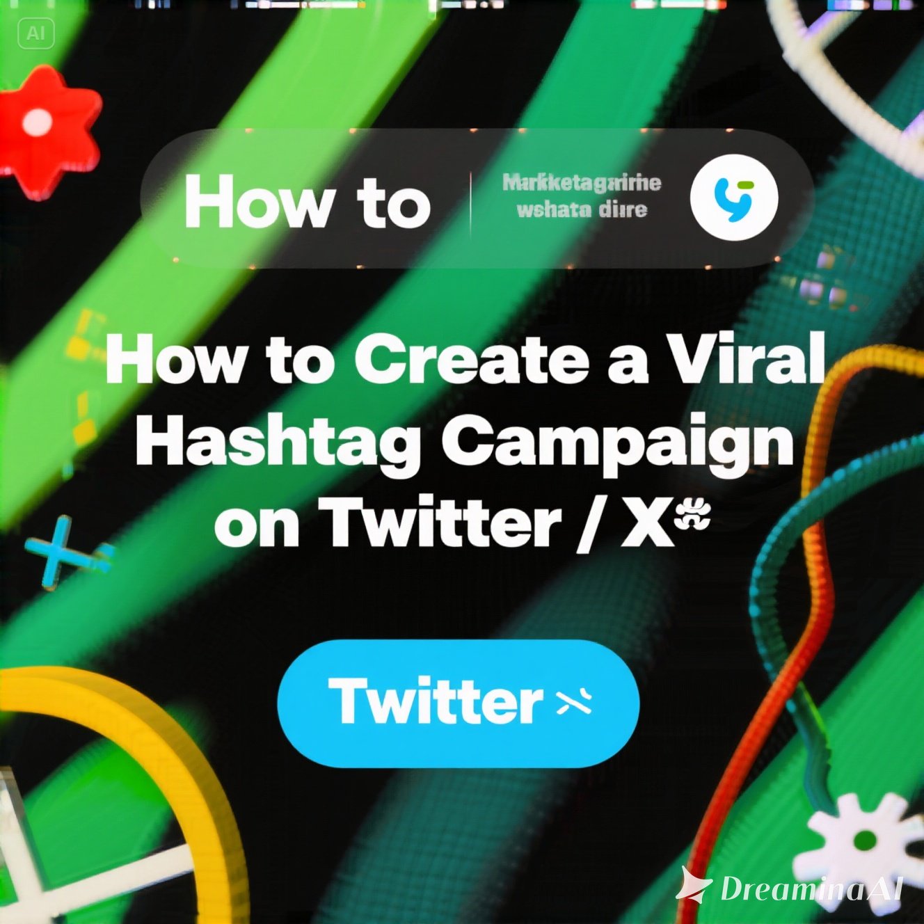 Kolase ilustrasi hashtag kampanye viral di Twitter/X dengan smartphone dan ikon media sosial.