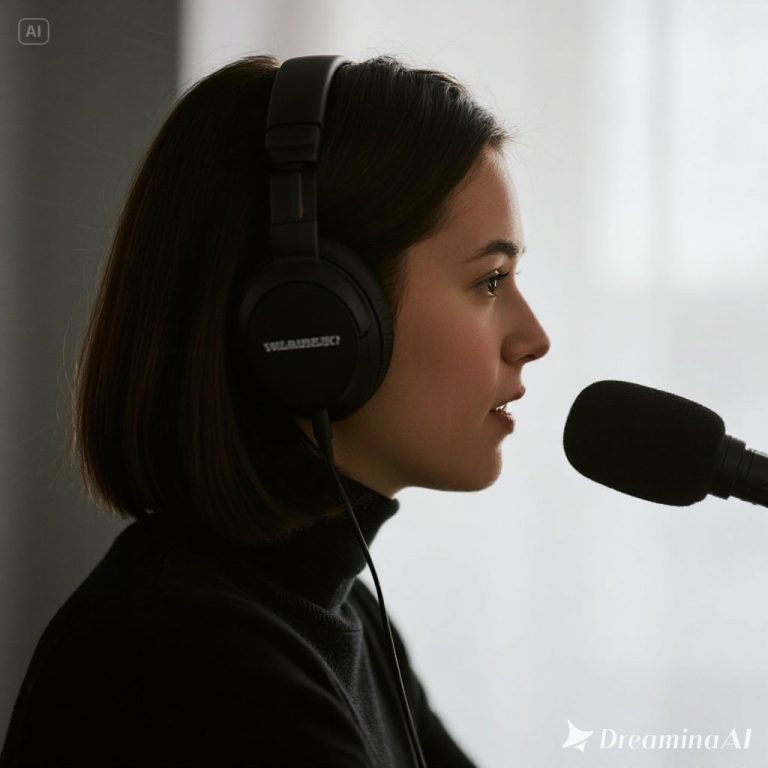 Kolase mikrofon podcast, headphone, dan ikon personal branding digital.