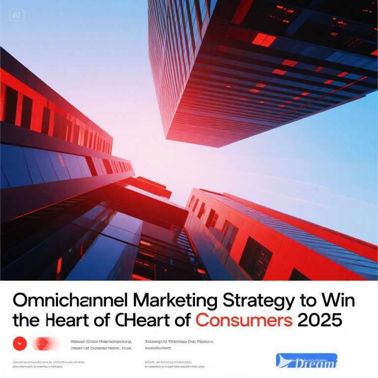 Ilustrasi strategi omnichannel marketing dengan integrasi toko offline, aplikasi mobile, dan media sosial.