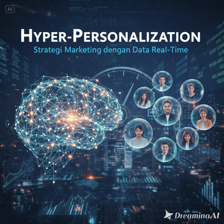 Ilustrasi hyper-personalization marketing dengan data real-time dan AI.