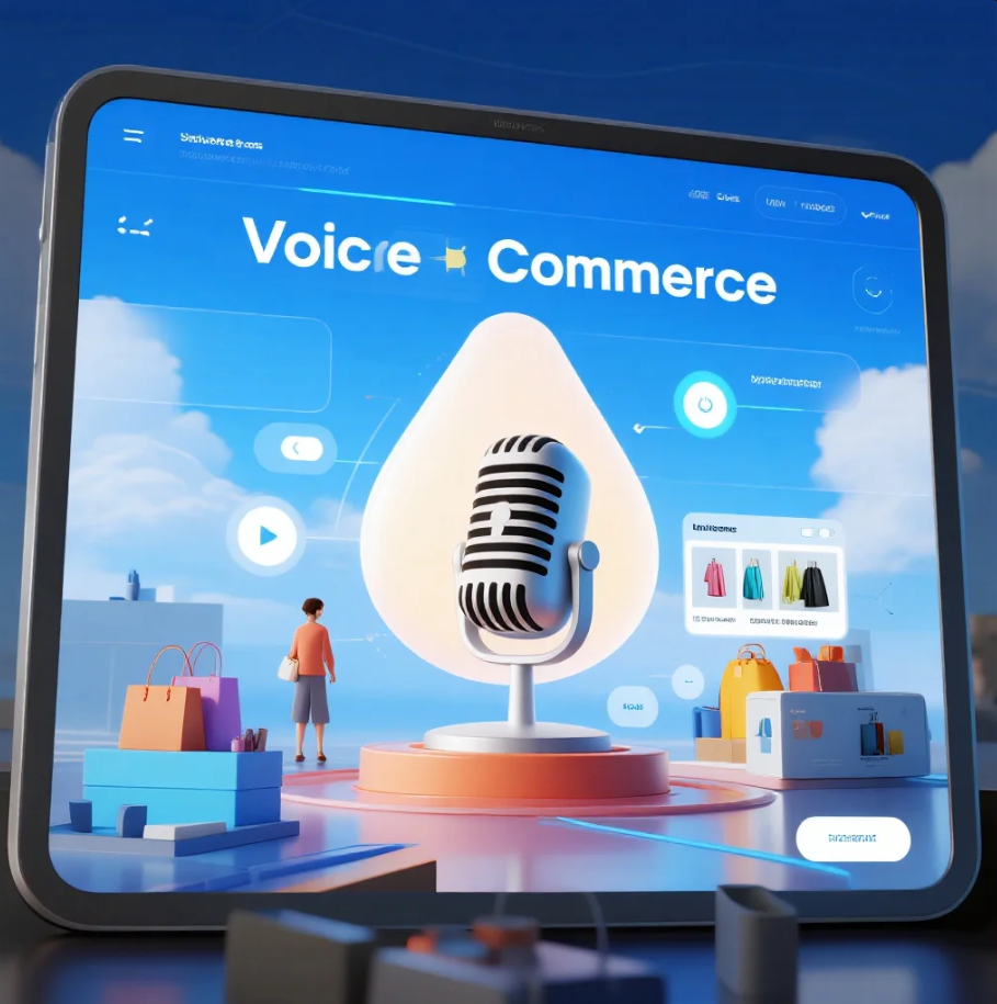 Ilustrasi konsumen berbelanja online menggunakan perintah suara melalui smart speaker