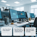 Ilustrasi Data Clean Room dengan data terenkripsi dan kolaborasi aman antar perusahaan