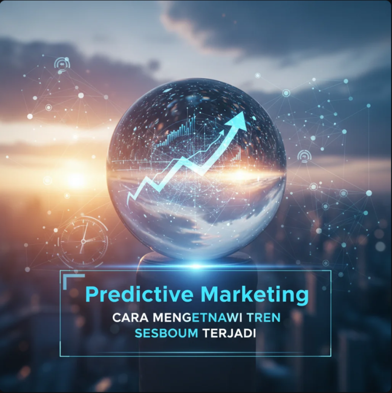 Grafik data dan AI yang memprediksi tren pasar digital di layar futuristik.