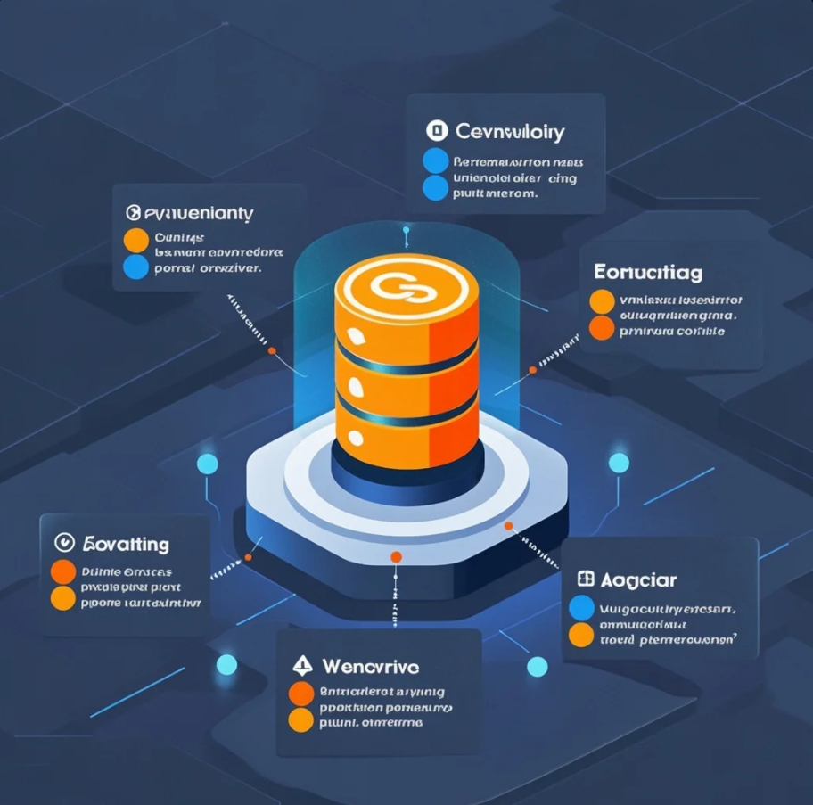 Diagram pilar konten di tengah dengan banyak halaman cluster terhubung lewat internal link, menggambarkan otoritas topik.”