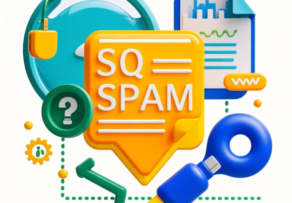 Ilustrasi dashboard SEO dengan ikon schema, bintang review, label produk, dan kotak FAQ tersusun rapi