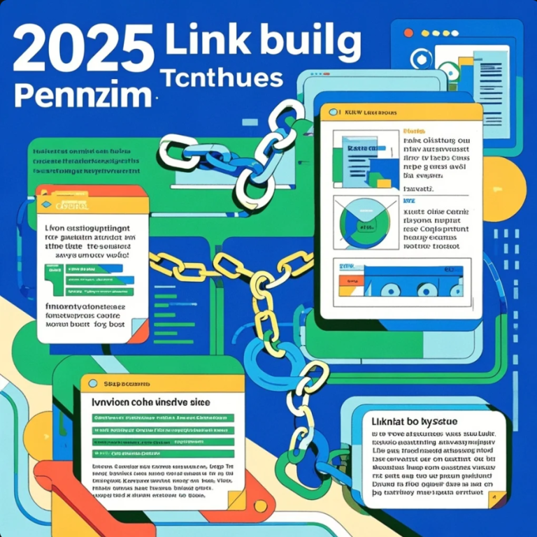 Ilustrasi jaringan backlink digital yang terhubung dengan simbol keamanan SEO