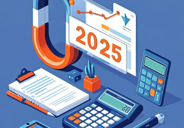 Ilustrasi halaman unduhan lead magnet berisi template, kalkulator, dan toolkit dengan tombol subscribe